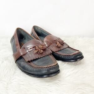 Florsheim 10.5 D Mens Brown Black Leather Tassel Slip-on Loafter Dress Shoes